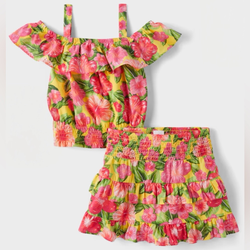 Gymboree Girls Size 6 Floral Ruffle 2-Piece Outfit Set